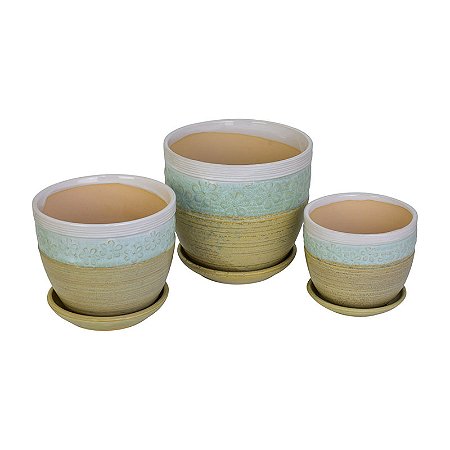 Vaso Com Relevo Flores Cores Diversas