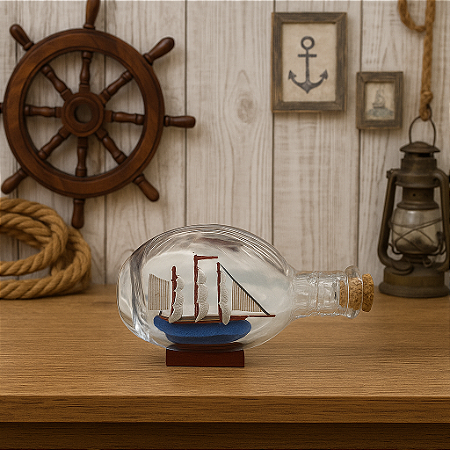 Garrafa Arredondada Com Barco Dentro