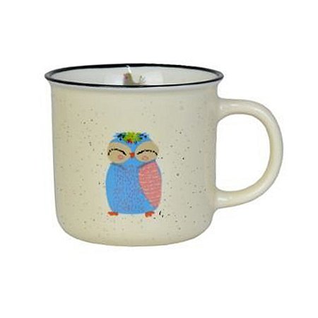 Caneca De Coruja Azul Asa Rosa