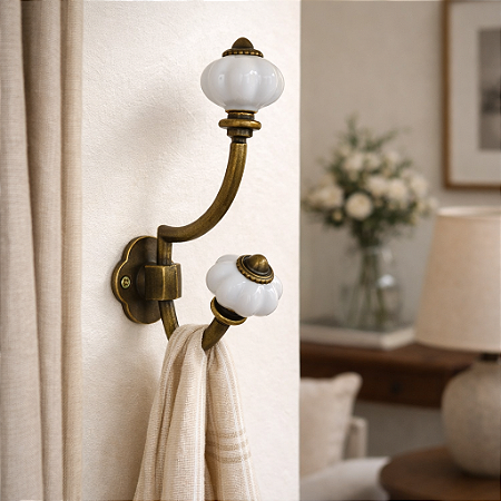 Puxador Liga De Zinco + Gancho Branco