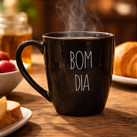 Caneca Preta Bom Dia