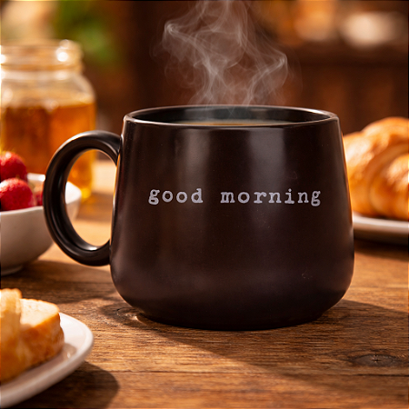 Caneca Preta Good Morning