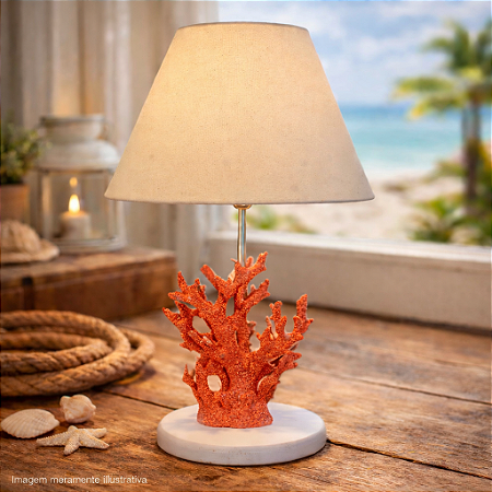 Abajur Coral Alto Vermelho