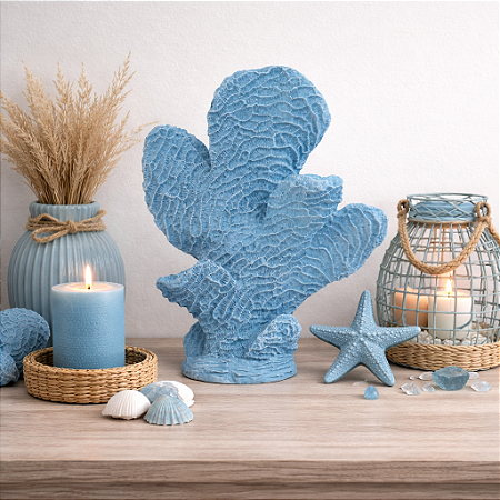 Coral Cacto Em Resina Azul