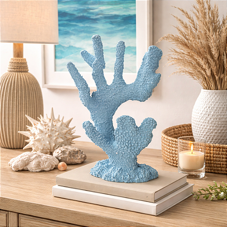 Enfeite Coral Moderno Em Resina Azul 1