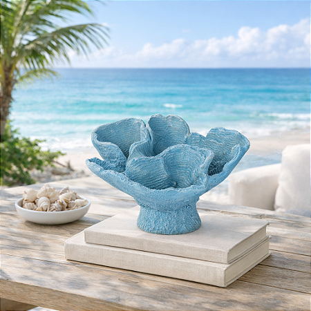 Enfeite De Coral Branco Resina Azul