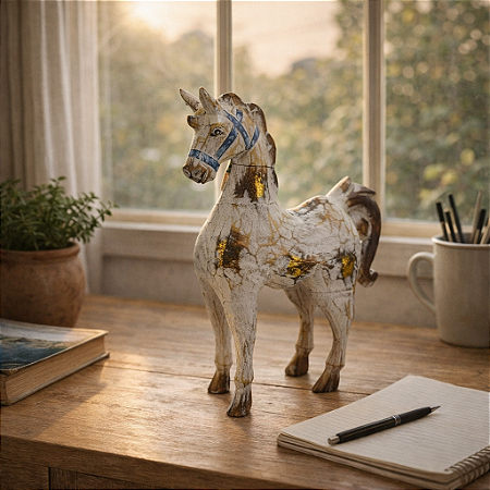 Enfeite Cavalo Com Gliter Branco