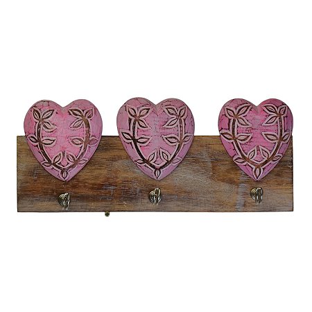 Cabideiro Coração Rosa