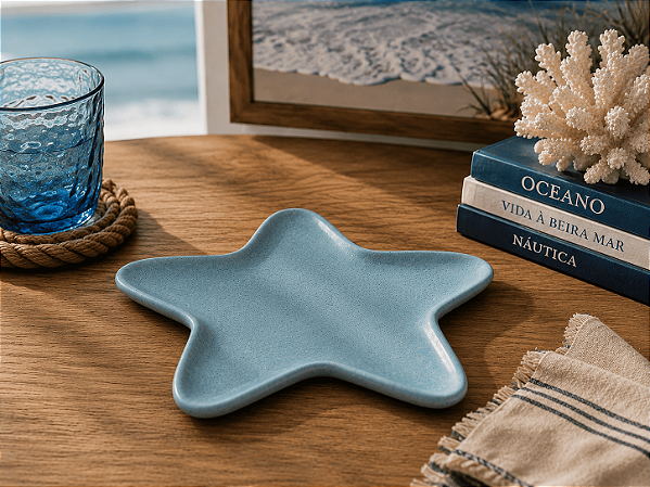 Prato Estrela do Mar Azul em Cerâmica