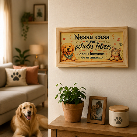 Quadro Decorativo “Nessa Casa Vivem Peludos Felizes”