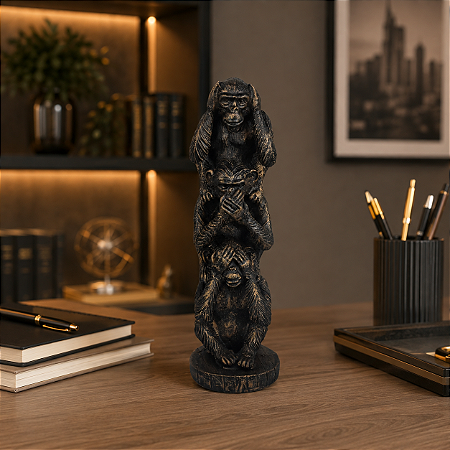 Escultura Decorativa Três Macacos Sábios – Não Ouvir, Não Falar e Não Ver