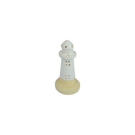 ENFEITE FAROL PEQUENO BRANCO E BEGE