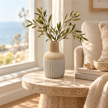 Vaso Decorativo Bicolor com Gargalo Alto