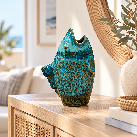 Vaso Decorativo Peixe Turquesa