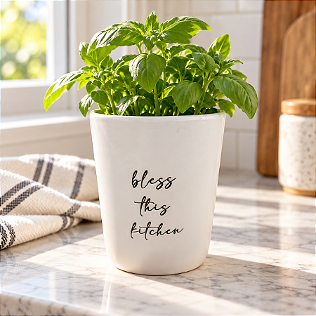 Porta-Utensílios Branco “Bless This Kitchen”