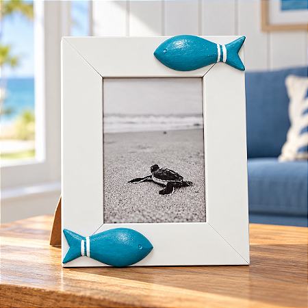 Porta-Retrato Náutico Peixe Azul – Foto 10 × 15 cm