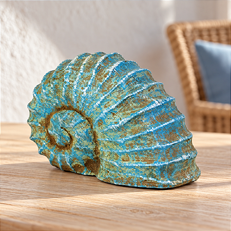 Enfeite Concha Espiral Azul em Resina Grande