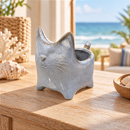 Vaso Decorativo Gatinho Branco