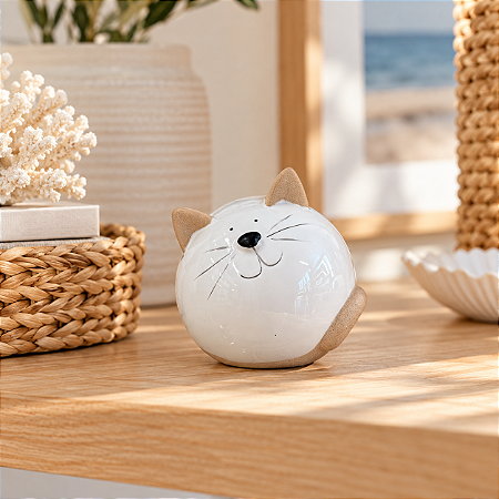 Enfeite Decorativo Gatinho Branco G