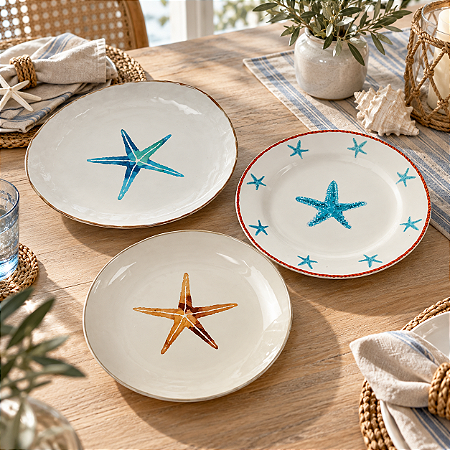 Jogo c/3 Pratos Estampas de Estrela Variadas