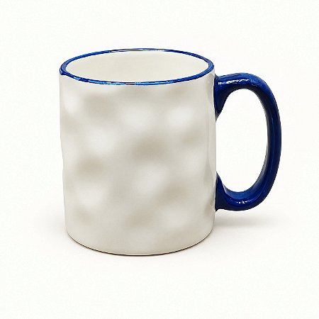 CANECA AZUL COM TEXTURA DE BOLINHAS