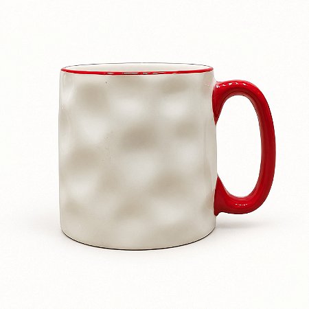 Caneca Vermelha com Textura de Bolinhas