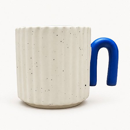Caneca Canelada com Alça Azul