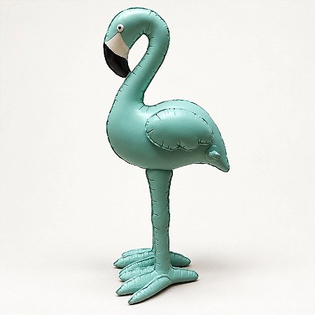 Enfeite Decorativo Flamingo Verde De Resina