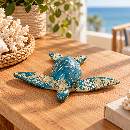 Enfeite Decorativo Tartaruga Marinha Azul M