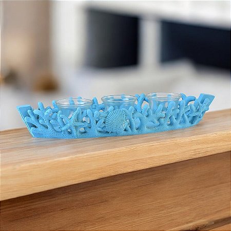 Porta Velas Coral em Resina