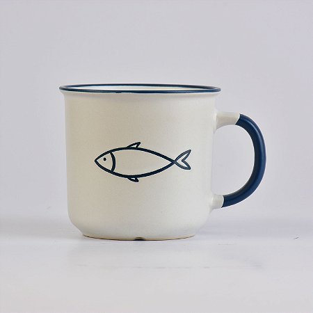 Caneca Náutica Ocean Peixe Branca Grande