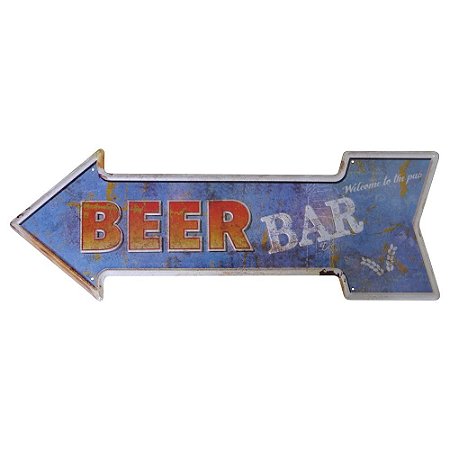 Placa em Metal Decorativa Beer Bar