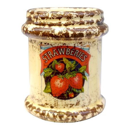 Vaso Rústico de Cerâmica Strawberries