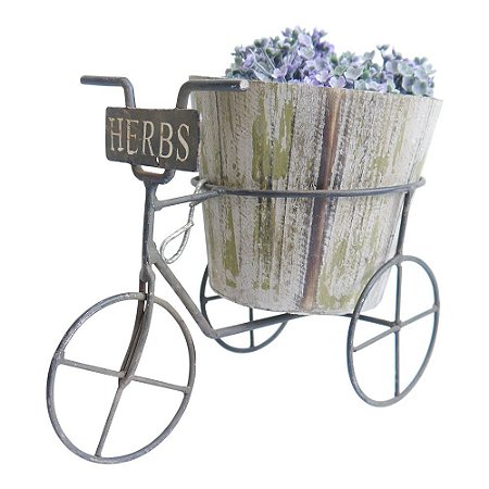 Vaso de Madeira Rústico Bicicleta Herbs