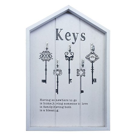 Porta Chaves Keys Branco em Madeira