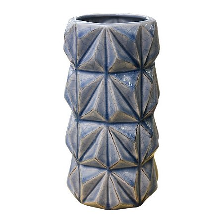 Vaso Geométrico Azul em Cerâmica