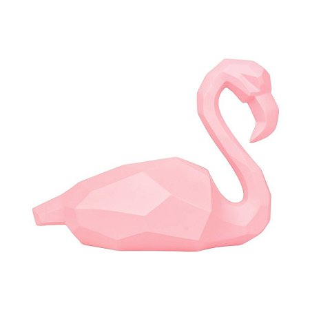 Enfeite Flamingo Sentado Médio em Resina