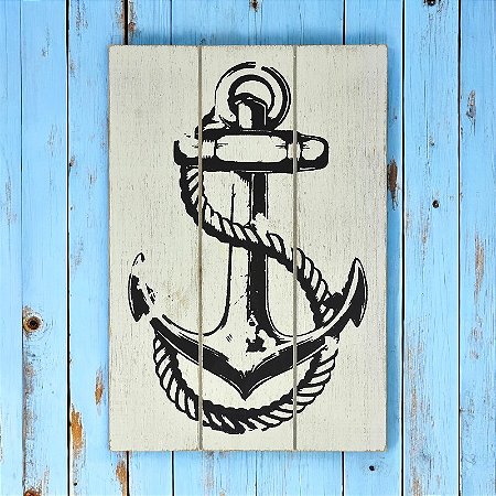 Quadro em Madeira Branco Âncora