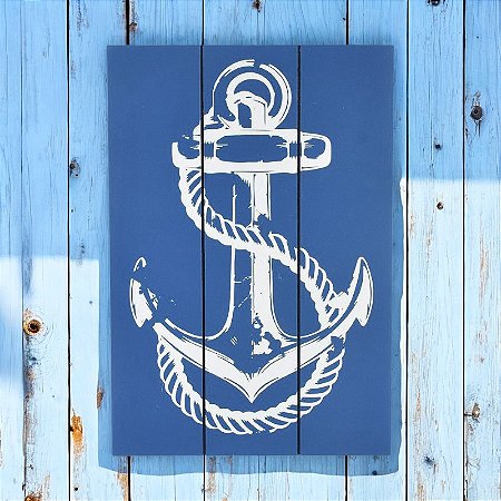 Quadro em Madeira Azul Âncora