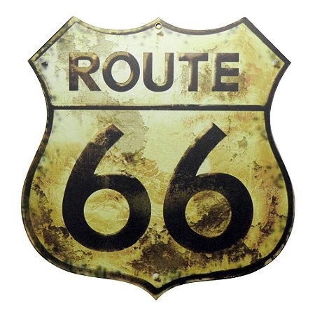 Placa Route 66 em Madeira