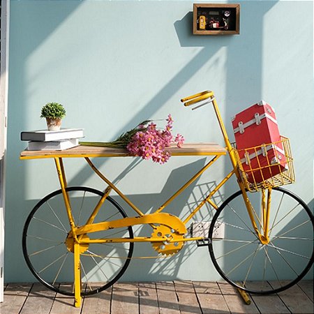 Aparador Mesa Bicicleta Amarela