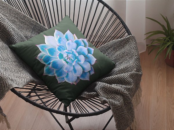 Almofada Suculenta Azul 40x40