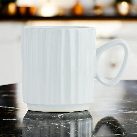 Caneca Black Branca em Cerâmica 400 ml