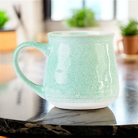 Caneca Glazura Verde Claro em Cerâmica 300ml