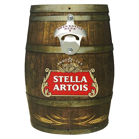 Abridor de Garrafa Barril Stella Artois em Madeira