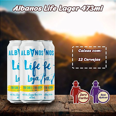 Cerveja Albanos Life Lager 473ml | Zero Carboidrato