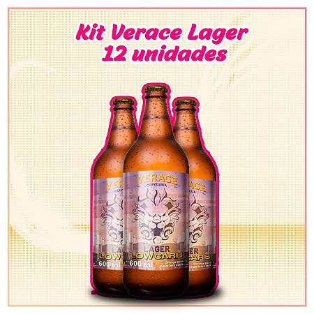 12 garrafas - Cerveja Verace Lager Low Carb 600ml | Zero Carboidrato