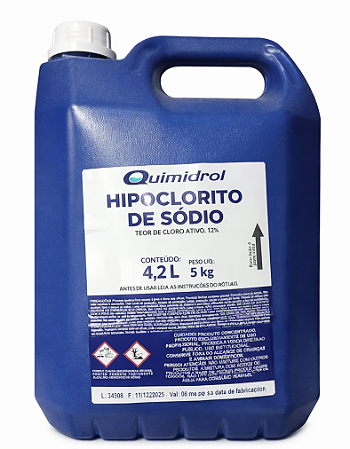 Oxidante para Água Hipoclorito de sódio Cloro 5 Kg 4,2 Litro