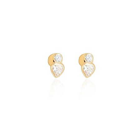 Brinco Ouro Zirconia Press Baby