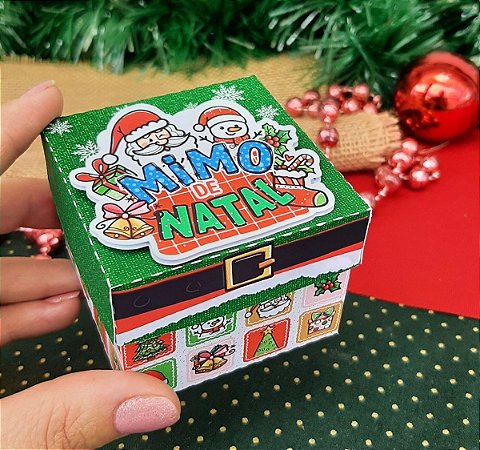 Caixinha cubo para lembrancinha de natal